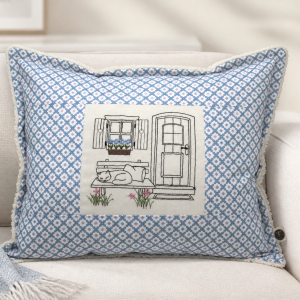 Kissen-Hauskatze-Katze-blau-wei-Landleben