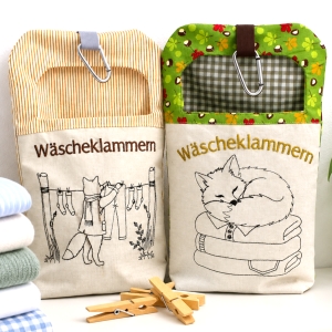 Wscheklammerbeutel-Klammerbeutel-bestickt-mit-Fuchs-70-80-Holzklammern