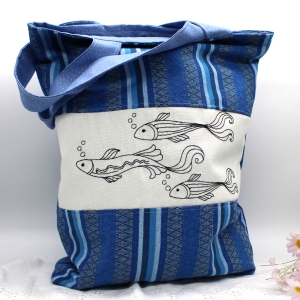 Tasche-Beutel-Einkaufstasche-Fische-blau