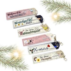 Etui-Stiftehalter-schmal-Filz-fr-1-bis-2-Kugelschreiber-Weihnacht