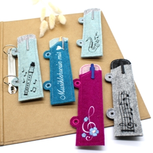 Etui-Stiftehalter-schmal-Filz-fr-1-bis-2-Kugelschreiber-Ringbuch-Musik