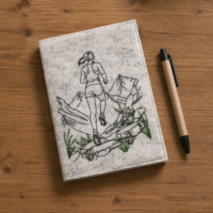 Notizbuch-mit-Filzhlle-Trailrun-Dame-Mdchen-