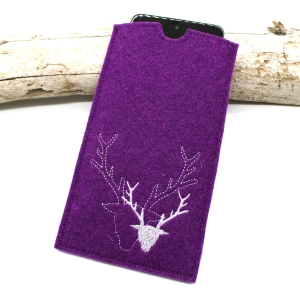 Filzhlle-Handyhlle-Hirsch-magentha-Smartphone