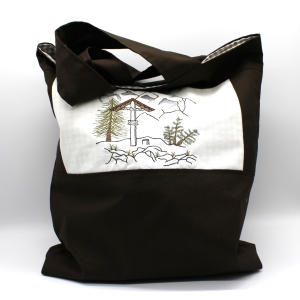 Tasche-Beutel-Einkaufstasche-Berge-braun