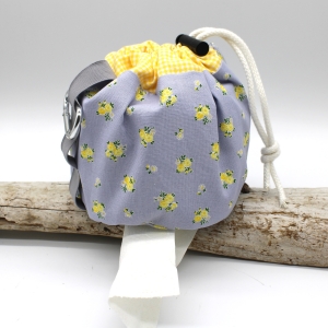 Toilettenpapierbeutel-Klopapier-Camping-Beutel-grau-gelb-Blumen