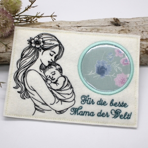Filzuntersetzer-Mama-mit-Baby-Tassenteppich-