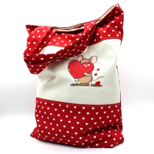Tasche-Beutel-Einkaufstasche-Maus-Herzen-rot