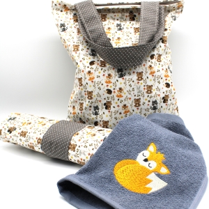 Kindergarten-SET-Sitzkissen-Wschebeutel-Handtuch