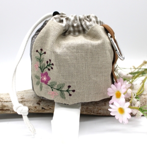 Toilettenpapierbeutel-Klopapier-Camping-Beutel-beige-taupe-Blumen