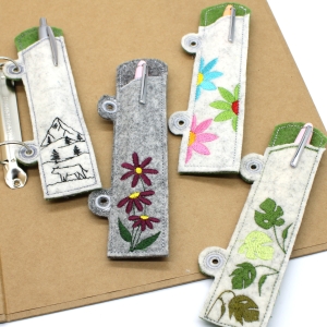 Etui-Stiftehalter-schmal-Filz-fr-1-bis-2-Kugelschreiber-Ringbuch
