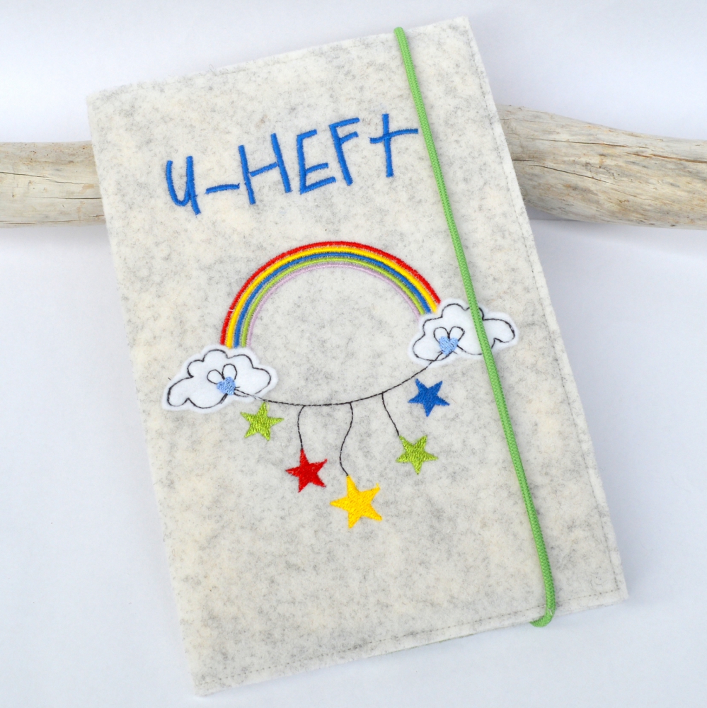 Bild 1 von U-Heft Hülle aus Filz mit Regenbogen  / (Variante) mit Schriftzug 
