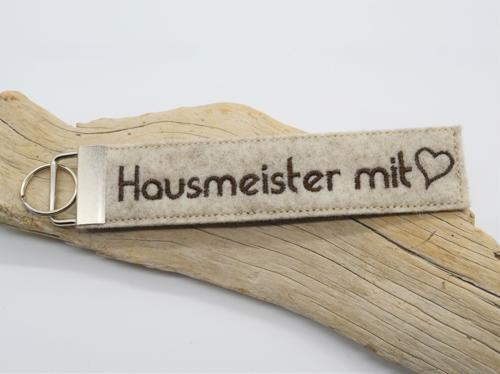 Bild 1 von Schlüsselanhänger Filz Hausmeister mit Herz  / (Variante Farbe) Filz sand/ braun