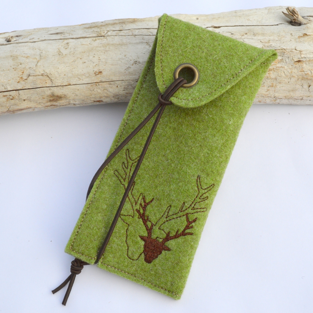 Bild 1 von Etui Filzetui  Stifteetui Brillenetui Hirsch  / (Variante Farbe) grün/braun