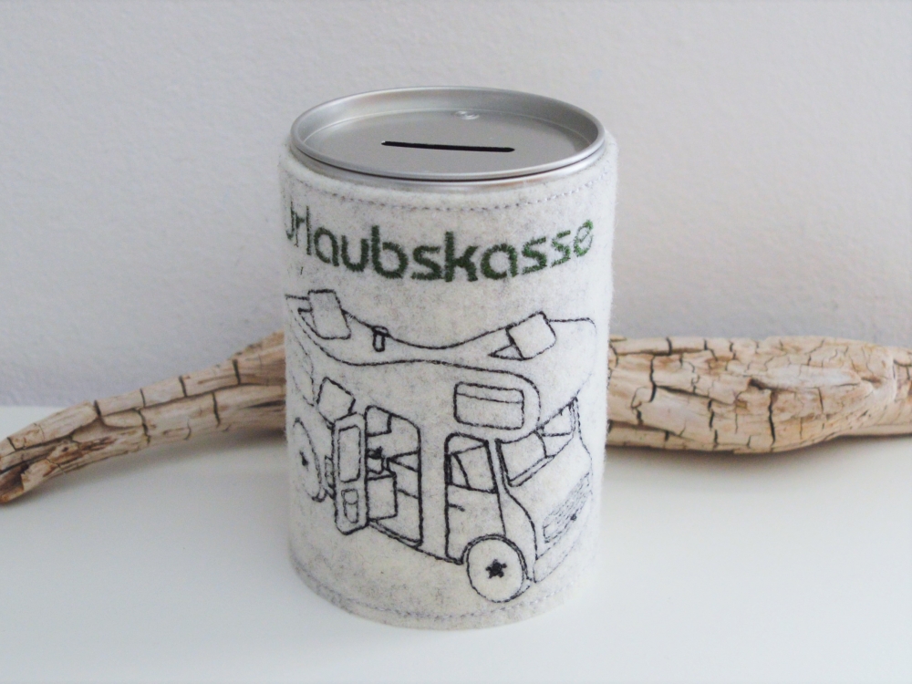 Bild 1 von Spardose Blechdose Reisekasse Urlaubskasse Palmen Bus Rucksack Wohnmobil Wohnwagen  / (Variante) Urlaubskasse Wohnmobil