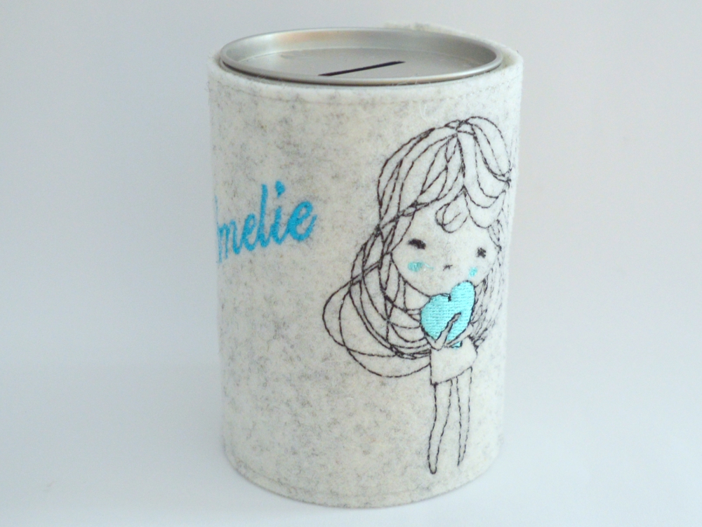 Bild 1 von Spardose Blechdose Mädchen mit Name  / (Farbe) Mädchen mint/türkis