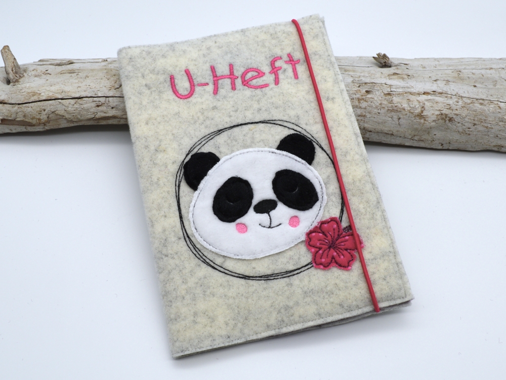 Bild 1 von UHefthülle aus Filz mit Pandabär  / (Variante) Hülle mit Schriftzug 