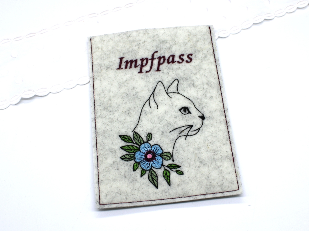 Bild 1 von Hülle für Impfpass Haustier Katze  / (Variante Farbe) hellgrau Blumen