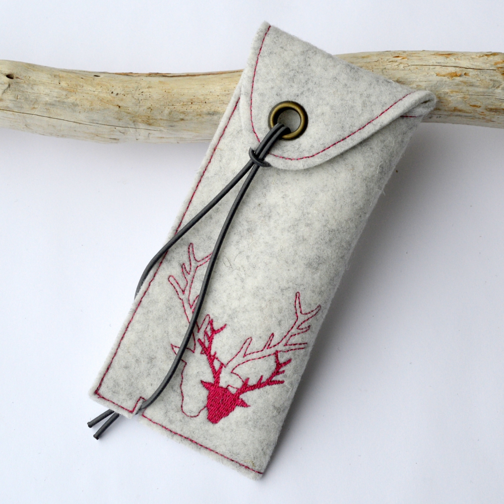 Bild 1 von Etui Filzetui  Stifteetui Brillenetui Hirsch  / (Variante Farbe) grau pink