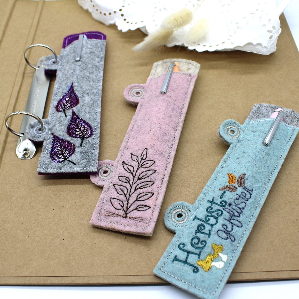 Bild 1 von Etui Stiftehalter schmal Filz für 1 bis 2 Kugelschreiber Ringbuch Herbst