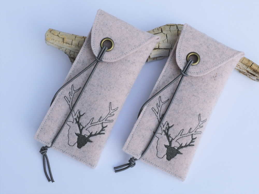 Bild 1 von Etui Filzetui  Stifteetui Brillenetui Hirsch  / (Variante Farbe) rosa/ anthrazit
