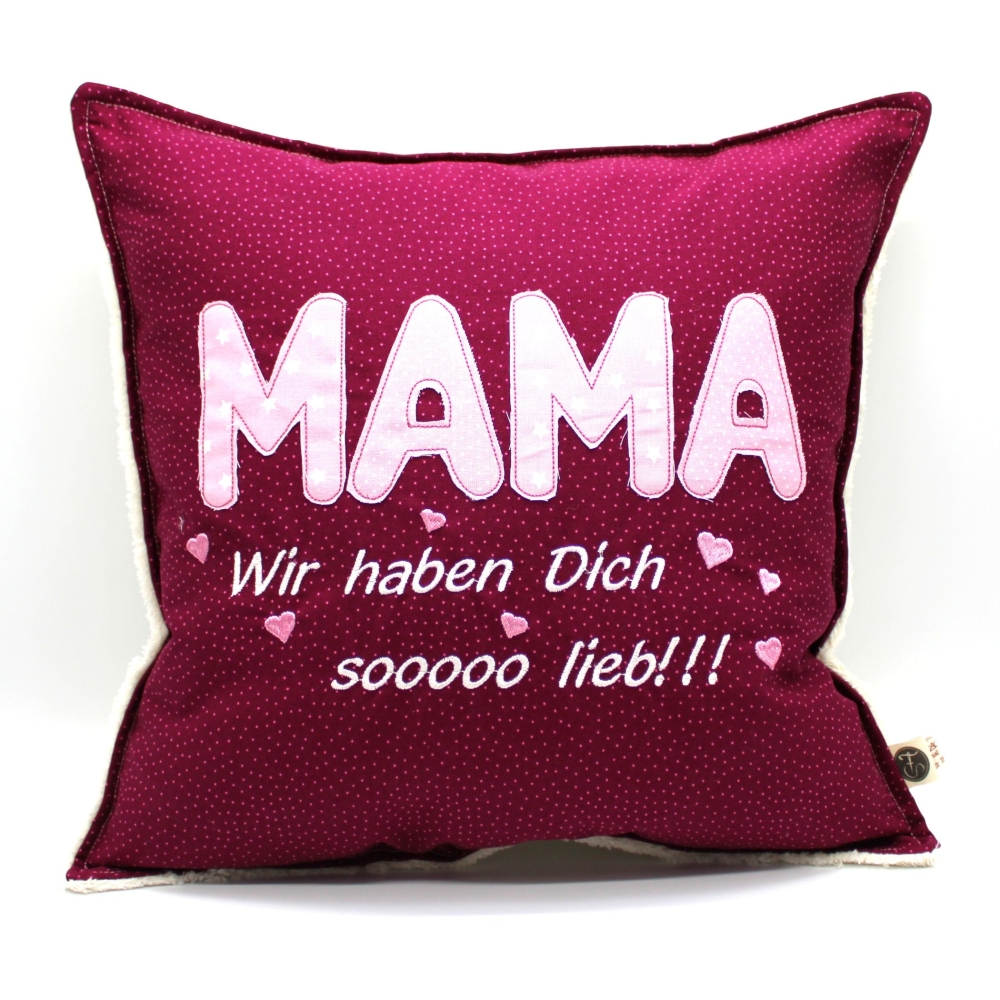 Bild 1 von Kissen Mama 40x40cm Wir haben dich sooo lieb  / (Variante Farbe) beere