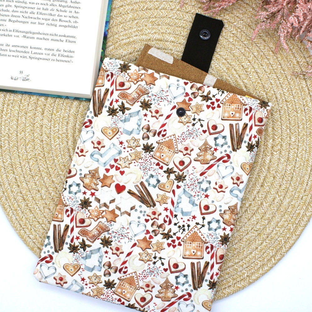 Bild 1 von Buchhülle Buchtasche Buch Geschenkidee Weihnachtsmotiv Bäckerei Backbuch Plätzchen  / (Variante Größe) XL 22x33cm