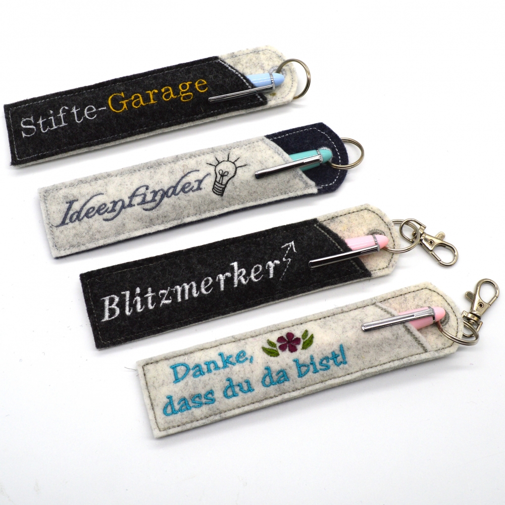 Bild 1 von Etui Stiftehalter schmal Filz für 1 bis 2 Kugelschreiber Sprüche  / (Variante Motiv) Ideenfinder