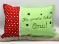 Kissen Oma lindgrün rot