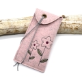 Bild 1 von Etui Filzetui für ein Handy zwei Blumen  / (Variante) rosa/grau melierter Filz