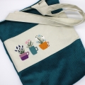 Bild 2 von Tasche Beutel Einkaufstasche petrol Blumen Cord