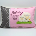 Bild 2 von Kissen Schaf inkl. Name  / (Variante Farbe) rosa Punkte/ taupe
