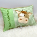 Kissen Kuh klein 35x23cm lindgrün beige