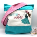 Tasche Beutel Einkaufstasche türkis Cord summer vibes