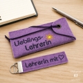Etui Filzetui Stifteetui Lehrerin SET mit Schlüsselanhänger flieder