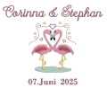 Bild 5 von Kissen zur Hochzeit mit Name und Flamingo  40x40 grün