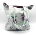Tasche Beutel lindgrün Blumen flieder Kindergarten kleine Tasche Wäschesack