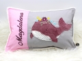 Kissen Wal Blumen klein 35x23cm