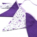 Bild 2 von Wimpelkette lila Blumen 7 Wimpel