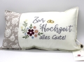 Bild 1 von Kissen zur Hochzeit mit Name Schriftzug nach Wunsch Rosen beige weiß