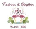 Bild 4 von Kissen zur Hochzeit mit Name und Flamingo  40x40 grün