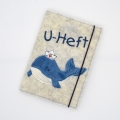 Bild 1 von U-Hefthülle aus Filz mit Wal und kleinem Boot  / (Variante) mit Schriftzug 