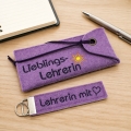 Etui Filzetui Stifteetui Lehrerin SET mit Schlüsselanhänger flieder