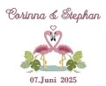 Bild 3 von Kissen zur Hochzeit mit Name und Flamingo  40x40 grün