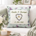Bild 1 von Kissen zur Hochzeit mit Name und Blumen  40x40 grün
