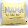 Bild 2 von Kissen Mama 40x40cm Wir haben dich sooo lieb gelb
