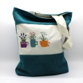 Bild 1 von Tasche Beutel Einkaufstasche petrol Blumen Cord