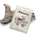 Mutterpasshülle Kinderwagen beere rosa Blumen
