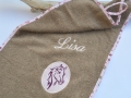 kleines Handtuch mit Pferd aus Bio Frottee beige